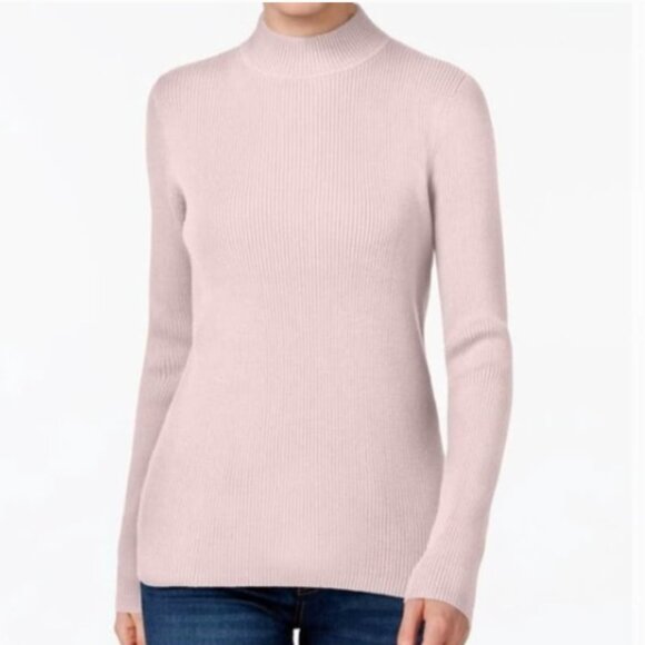 Karen Scott Bush Pink Ribbed Mock Neck Sweater Size XLarge New‎ - Picture 1 of 10